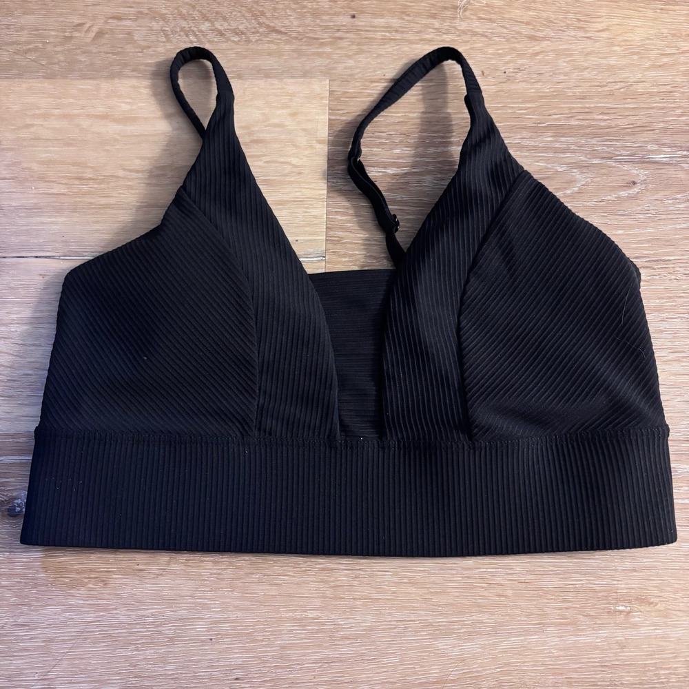 Old Navy Active Powersoft Ribbed Light Support Sports Bra Black Small Go-Dry